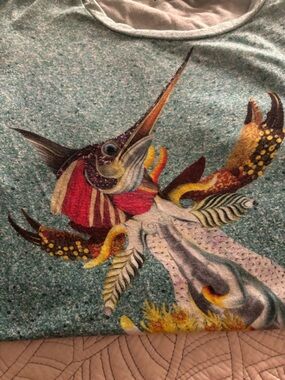 MARY KATRANTZOU Teal Graphic Top Swordfish